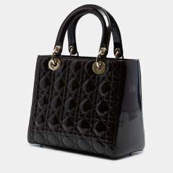 مملوكة مسبقًا حقيبة يد ديور ليدي ديور جلد مبطن بني متوسط