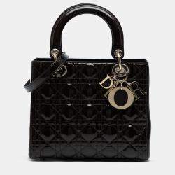 مملوكة مسبقًا حقيبة يد ديور ليدي ديور جلد مبطن بني متوسط