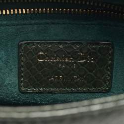 Pre Owned Dior Lady Dior Mini Dark Green Python Tote