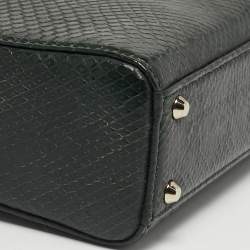 Pre Owned Dior Lady Dior Mini Dark Green Python Tote