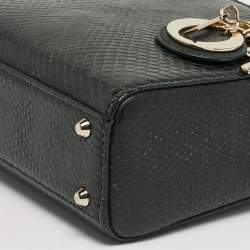 Pre Owned Dior Lady Dior Mini Dark Green Python Tote