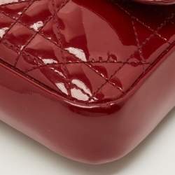 Pre Owned Dior New Lock Red Cannage Patent Leather Chain Clutch
