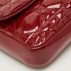 Pre Owned Dior New Lock Red Cannage Patent Leather Chain Clutch