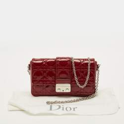 Pre Owned Dior New Lock Red Cannage Patent Leather Chain Clutch