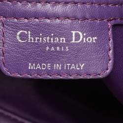 مملوكة مسبقًا حقيبة يد ديور شوبير كبيرة جلد منسوج باللون الأرجواني وجلد لامع