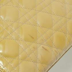 مملوكة مسبقًا Dior Lady Dior Large Cream Cannage Patent Leather Tote