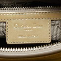 مملوكة مسبقًا Dior Lady Dior Large Cream Cannage Patent Leather Tote
