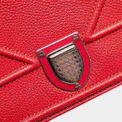 Pre Owned Dior Red Small Grained Calfskin Diorama Flap
