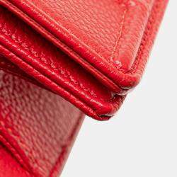 Pre Owned Dior Red Small Grained Calfskin Diorama Flap