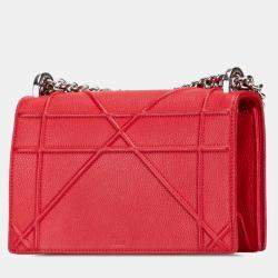 Pre Owned Dior Red Small Grained Calfskin Diorama Flap