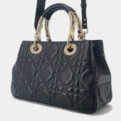 مملوكة مسبقًا Dior Lady'S 95.22 2Way Handbag Black Leather Size Medium