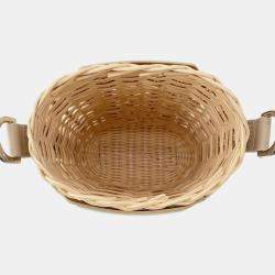 Pre Owned Dior Sahara 2-Way Bucket Bag Beige Raffia Leather Rubber Size Nano