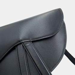 Pre Owned Dior Saddle Waist Bag Black Leather