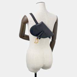 Pre Owned Dior Saddle Waist Bag Black Leather
