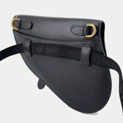 Pre Owned Dior Saddle Waist Bag Black Leather