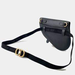 Pre Owned Dior Saddle Waist Bag Black Leather