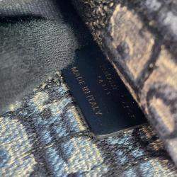 Pre Owned Dior Oblique Book Tote Navy Canvas Size Mini