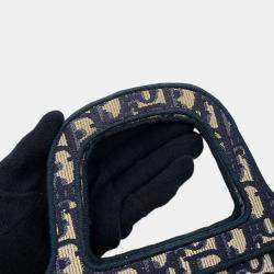 Pre Owned Dior Oblique Book Tote Navy Canvas Size Mini