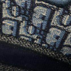 Pre Owned Dior Oblique Book Tote Navy Canvas Size Mini