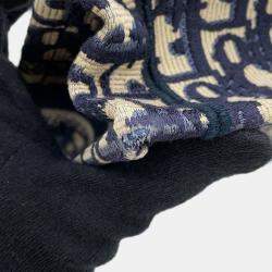 Pre Owned Dior Oblique Book Tote Navy Canvas Size Mini