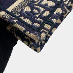 Pre Owned Dior Oblique Book Tote Navy Canvas Size Mini