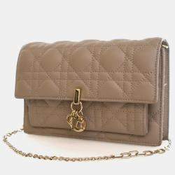 Pre Owned Dior Lambskin Daily Pouch With Chain