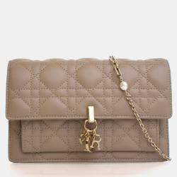 Pre Owned Dior Lambskin Daily Pouch With Chain