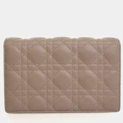 Pre Owned Dior Lambskin Daily Pouch With Chain