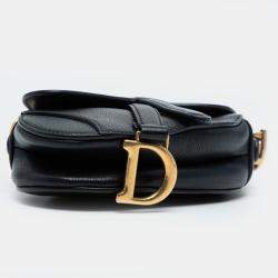 Pre Owned Dior Black Micro Goatskin Saddle