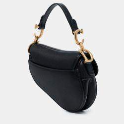 Pre Owned Dior Black Micro Goatskin Saddle