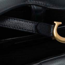 Pre Owned Dior Black Micro Goatskin Saddle