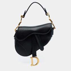 Pre Owned Dior Black Micro Goatskin Saddle