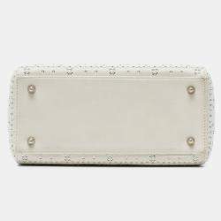 مملوكة مسبقًا حقيبة ليدي ديور ديور كاناج عجل مثقبة متوسطة بيضاء