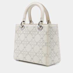 مملوكة مسبقًا حقيبة ليدي ديور ديور كاناج عجل مثقبة متوسطة بيضاء