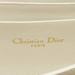 مملوكة مسبقًا حقيبة كتف ديور ميس كاريو جلد ماكروكاناج بيج / أبيض صغيرة