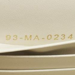 مملوكة مسبقًا حقيبة كتف ديور ميس كاريو جلد ماكروكاناج بيج / أبيض صغيرة