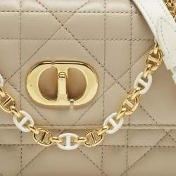 مملوكة مسبقًا حقيبة كتف ديور ميس كاريو جلد ماكروكاناج بيج / أبيض صغيرة