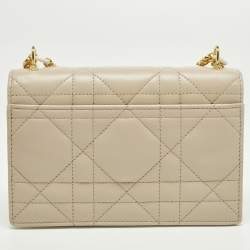 مملوكة مسبقًا حقيبة كتف ديور ميس كاريو جلد ماكروكاناج بيج / أبيض صغيرة