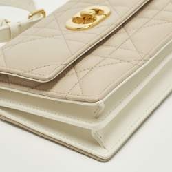 مملوكة مسبقًا حقيبة كتف ديور ميس كاريو جلد ماكروكاناج بيج / أبيض صغيرة