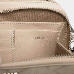 Pre Owned Dior Beige CD Diamond Coated Canvas Zipped Pouch with Strap