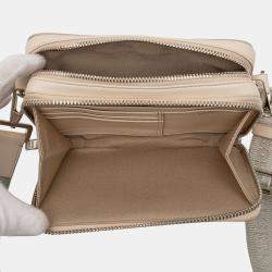 Pre Owned Dior Beige CD Diamond Coated Canvas Zipped Pouch with Strap
