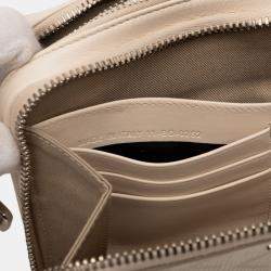 Pre Owned Dior Beige CD Diamond Coated Canvas Zipped Pouch with Strap