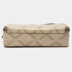 Pre Owned Dior Beige CD Diamond Coated Canvas Zipped Pouch with Strap