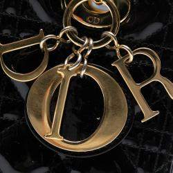 Pre Owned Dior Black Medium Patent Cannage Lady Dior