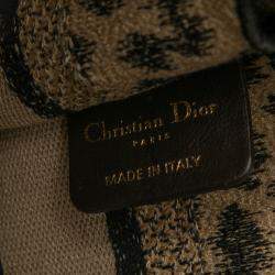 مملوكة مسبقًا Dior Brown Mizza Mini Embroidered Canvas Leopard Book Tote