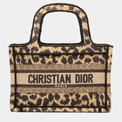 مملوكة مسبقًا Dior Brown Mizza Mini Embroidered Canvas Leopard Book Tote