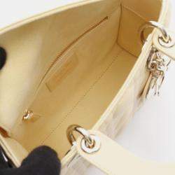 Pre Owned Christian Dior Dior Lady Small Cannage Handbag Leather Yellow