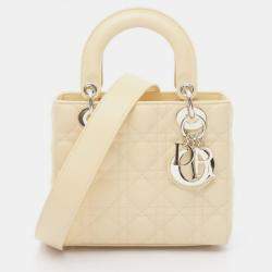 Pre Owned Christian Dior Dior Lady Small Cannage Handbag Leather Yellow