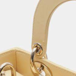 Pre Owned Christian Dior Dior Lady Small Cannage Handbag Leather Yellow