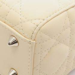 Pre Owned Christian Dior Dior Lady Small Cannage Handbag Leather Yellow